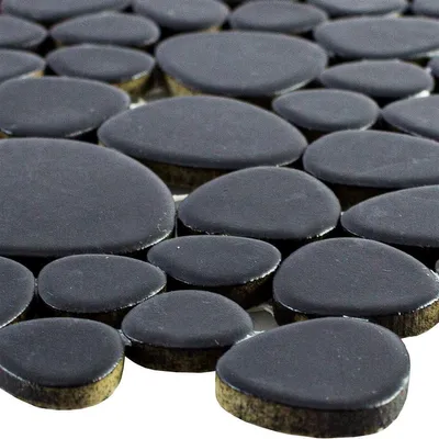 Produktbild von Keramik Kiesel Mosaik Sabah Schwarz Matt