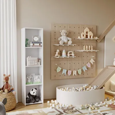 Produktbild von Regal LONI – Weißer Bücherregal 160x40 cm | 4 Ablagefächer, Laminatplatte 16 mm, PVC-Kanten | Ideal für Wohnzimmer, Büro, Kinderzimmer