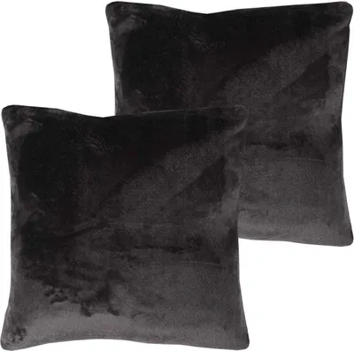Produktbild von Kissenhülle Kuschel "Celina" 2er Pack, in der Größe "60 x 60cm" - Schwarz - Kissenbezug mit Reißverschluss