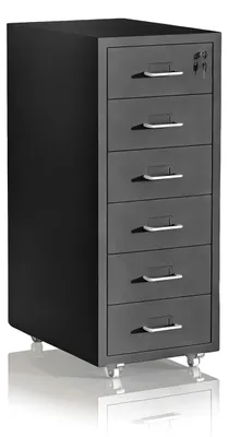 Rolcontainer 6 Schubladen 69x28x41 cm abschließbar schwarz