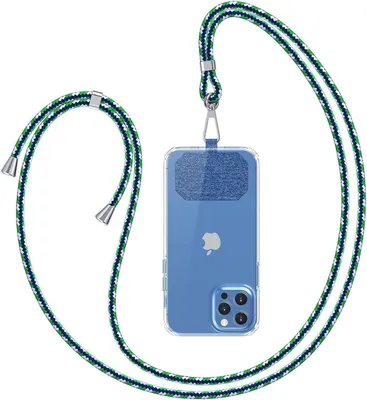 Produktbild von Handykette zum Umhängen, Universal für jedes Handy, wetterfest, verstellbar - grün-weiß-blau
