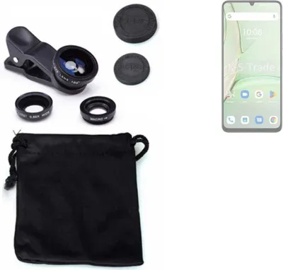 Produktbild von K-S-Trade Smartphone Kamera Linsen Set Kompatibel mit UMIDIGI G9A 3in1 Clip-On Kamera Adapter Macro Weitwinkel FishEye Fischauge Objektiv Linse