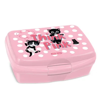 Produktbild von ARS UNA Lunchbox Brotzeit Brotdose Brotbüchse für Schule und Freizeit, Think Pink - Katzen, rosa, für Mädchen