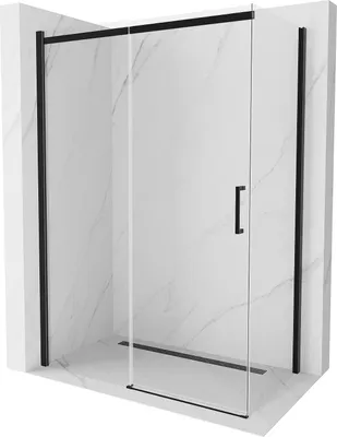 Image de Mexen Omega cabine de douche à roulettes 150 x 80 cm, transparent, noir - 825-150-080-70-00