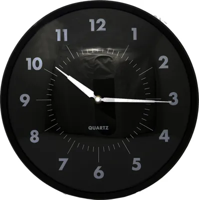 Produktbild von Wanduhr Analog Quartz Ø 34 cm Kunststoff Zifferblatt Zahlen Schwarz Rund