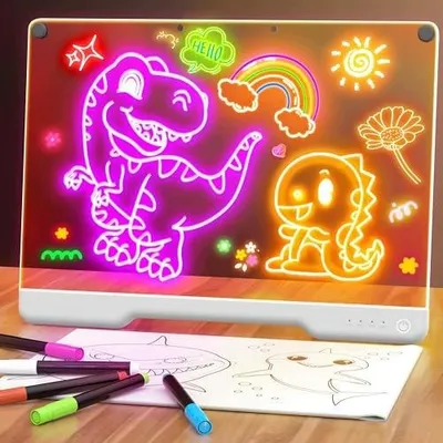 Zdjęcie produktu dla Tablica LED neonowa 16 cali 7 trybów kolorów ładowalna do rysowania