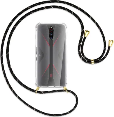 Produktbild von Handykette Backcover-Schutzhülle mit Band (Metall goldfarben) für ZTE Nubia Red Magic 5G - schwarz/gold