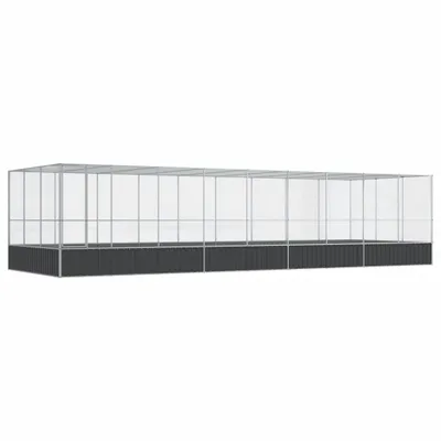 Produktbild von vidaXL Voliere mit Erweiterung Silbern 932x307x212 cm Stahl