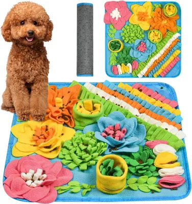 Produktbild von Schnüffelteppich Hund, Futterschnüffel-Futtermatte, Hunde-Schnüffelmatte, Welpen-Trainingsmatte, Schnüffelspielzeug Interaktive Hundespielzeug, Hunde Spielteppich für Alle Hunderassen, 39 x 39CM