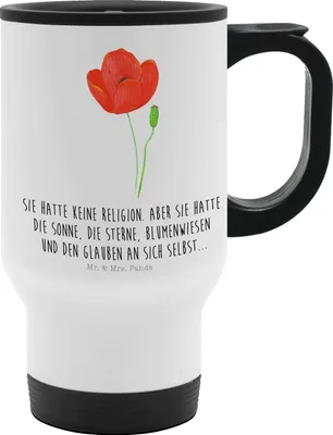 Produktbild von Mr. & Mrs. Panda thermosbecher Blume Mohnblume - Weiß - Geschenk, Thermobecher, Isolierbecher, Mohn, Kaffee-Thermobecher, Respekt, Religion, To-Go-Becher, To Go, Blumen