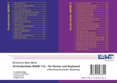 Produktbild von Einfacher!-Geht-Nicht: 34 Kinderlieder BAND 1+2 für Klavier und Keyboard (+Play-Along-Streaming) - LeuWa