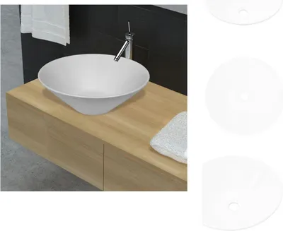 Produktbild von Keramik Waschtisch Waschbecken Becken Porzellan Weiß - Badezimmer-Waschbecken