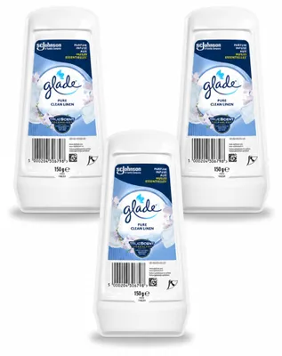 Zdjęcie produktu dla 3 sztuki żelu do odświeżacza powietrza Glade - zapach "Czysta biel" - 150 g - zestaw ekonomiczny