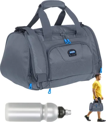 Produktbild von Sporttasche klein Herren Jungen Elephant Trainer 42 cm 18 Liter Freizeittasche Schule Fitness Sport Schwimmen Turnen Tasche Gymbag 1242 Grau + Flasche