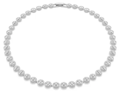 Produktbild von Swarovski Una Angelic Halskette, Rundschliff, Mittel, Weiß, Rhodiniert