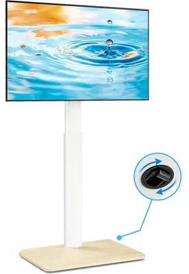 Image de Support TV sur roulettes pour téléviseurs de 24 à 55 pouces, blanc. Réglable en hauteur, pivotant (30°), capacité maximale de 30 kg, compatible VESA 100x100 - 400x400 mm
