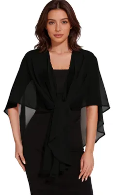 Imagen del producto de Omgoods: Elegante chal de gasa negra para bodas y eventos de noche