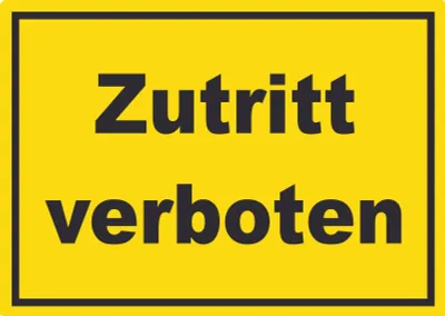 Produktbild von Zutritt verboten Aufkleber gelb-schwarz A4 (210x297mm)