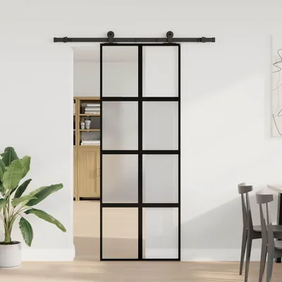 Produktbild von vidaXL Schiebetür mit Beschlag 76x205 cm Hartglas & Aluminium