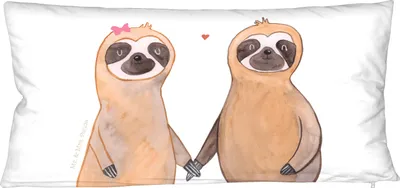 Produktbild von Mr. & Mrs. Panda Kuschelkissen Faultier Pärchen - Weiß - Geschenk, Paarkissen, Verlobt, Liebe, Partner-Kuschelkissen, Liebeskissen, Kissen, Couples Pillow, Gemeinsam