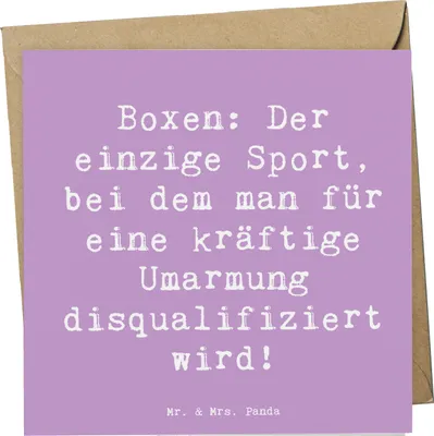 Produktbild von Mr. & Mrs. Panda Grußkarte Spruch Boxen Umarmung - Lavendeltraum - Geschenk, faltkarte, Sport, Disziplin, Sportler, Boxring, Klappkarte, anlasskarte, Kampfsport, Ring