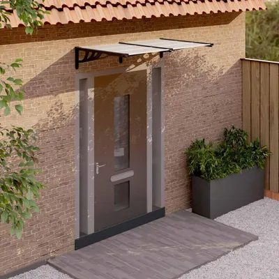 Obrázok produktu pre vidaXL Strieška na dvere čierna a transparentná 152,5x90 cm Polykarbonát