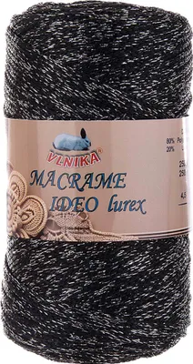 250g Makrameegarn Macrame Ideo Lurex Glitzereffekt schwarz