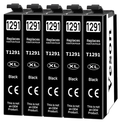 Obrázok produktu pre Sada náhradných atramentových kaziet pre tlačiarne Epson - 5 kusov (čierna)
