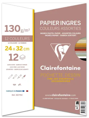 Immagine prodotto di Clairefontaine busta Ingres carta pastello, 130 g/m², 24 x 32 cm, 12 fogli