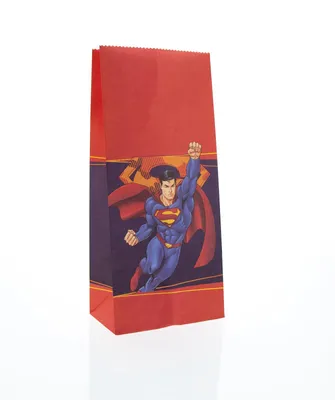 Produktbild von Superman Party-Tüte Papier inkl. Sticker 10 Stk. für Mitgebsel Geburtstag Gäste