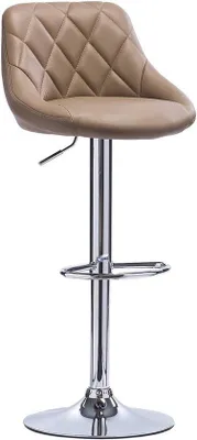 Zdjęcie produktu dla Ergonomiczne krzesło barowe, beżowe, 60–82 cm, z oparciem, do kuchni i baru