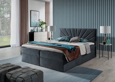 Obrázok produktu pre Kontinentálna posteľ 180x200 IVANA 4 - tmavo šedá + topper ZDARMA