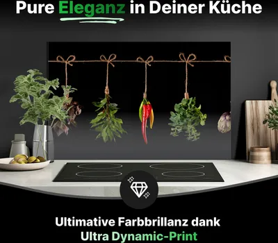 Produktbild von Spritzschutz Küchenrückwand Glas 90 x 60 cm Gemüse & Kräuter aufgehängt - RUECKWAND24