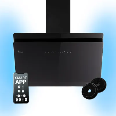 Produktbild von KKT KOLBE A+++ Dunstabzugshaube 90 cm 782 cbm/h Umluft Abluft Kopffrei Wandhaube | Glas Schwarz | Nachlaufautomatik | Smart WiFi App WLAN | SensorTouch | RGBW LED-Beleuchtung | SOLO9005SM