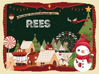 Produktbild von vianmo Holzschild 30x40 cm Weihnachten Grüße aus REES