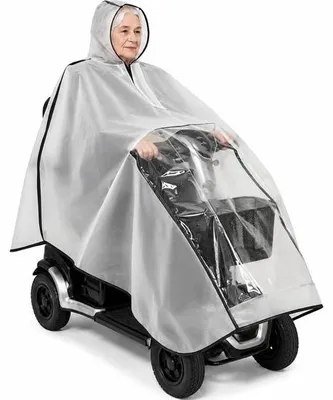 Produktbild von Regenponcho für Seniorenmobil - Regenjacke mit Reißverschluss - Mobilitätshilfe Regenschutz - Wasserdichter Poncho für Rollstuhl - Schutzhülle
