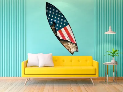Produktbild von Dekorative Aufkleber für Surfbretter mit amerikanischer Flagge, 100 x 30 cm