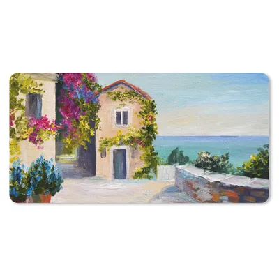 Produktbild von MuchoWow® Schreibtischunterlage Malerei - Haus - Ölfarbe - Dorf 80x40 cm - XXL Mauspad - Gaming Mauspad