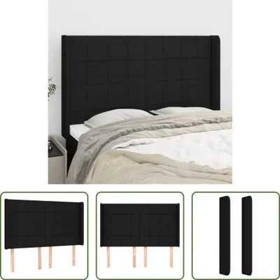 Produktbild von The Living Store Kopfteil mit Ohren Schwarz 147x16x118/128 cm Stoff