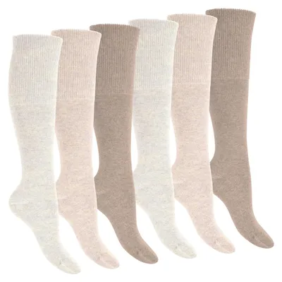 Produktbild von Footstar Damen & Herren Gesundheits Kniestrümpfe (6 Paar) Nahtfreie Diabetiker Strümpfe - Beige 47-50