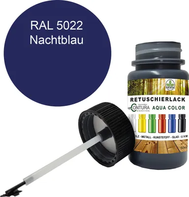 Produktbild von Reparaturlack Lackstift RAL Lack Pinselflasche 50ml. Farbe Holz Metall Möbel Auto Bad Retuschierlack - RAL 5022 Nachtblau