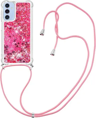 Produktbild von Samsung Galaxy A15 Hülle - Coverup Liquid Glitzer Back Cover mit Handykette - Rosa