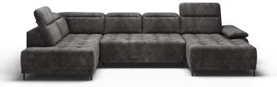 Produktbild von Sofa Bettfunktion Couch Textil Sofa Wohnlandschaft Leder Design Ecksofa U-form