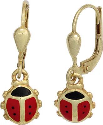 Produktbild von Ohrringe Ohrhänger Boutons Marienkäfer 333 Gold Gelbgold schwarz rot Kinder