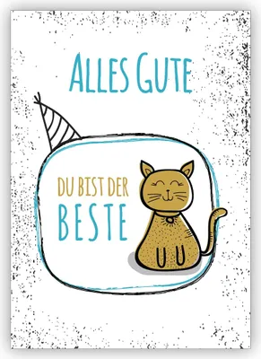 Produktbild von Motivierende Glückwunschkarte, Geburtstagskarte mit Katze, hellblau: Alles Gute, Du bist der Beste
