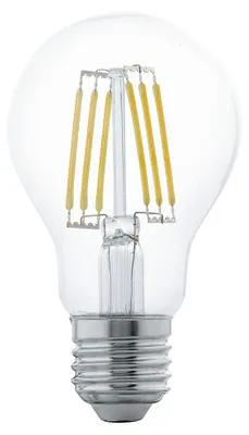 A close-up studio shot of an LED filament light bulb.