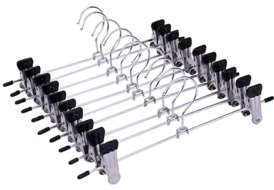 Kleiderbügel mit Clips, 10 Stk., 40 cm, Edelstahl, schwarz