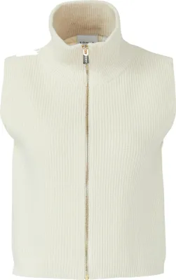 Produktbild von Comma Strickjacke ärmellos verkürzt mit Reißverschluss gesteppt Weiß Größe 42