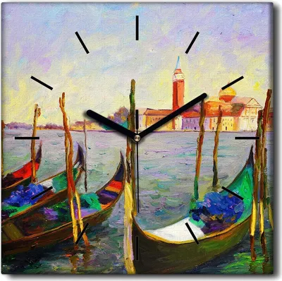 Produktbild von Coloray Uhr auf Leinwand 30x30 cm Wand Uhr Dekoration Wohnzimmer Segeltuch schwarze Hände -Landschaftsarchitektur