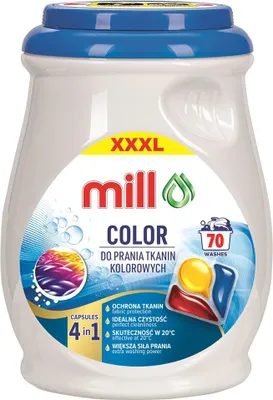 Zdjęcie produktu dla MADONIS MILL PROFESSIONAL 3-komorowe kapsułki do prania kolorowego 70 szt.